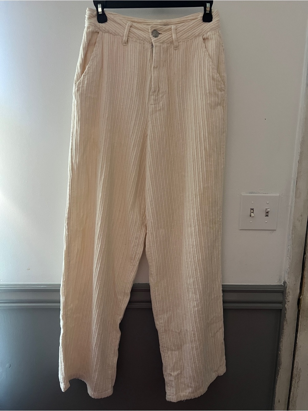 ZARA Women’s Cream Corduroy Pants - Wide Leg Comfort